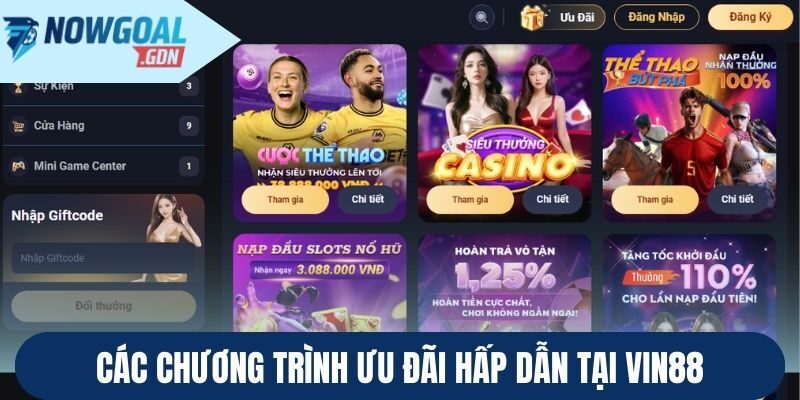 Các chương trình ưu đãi hấp dẫn tại Vin88