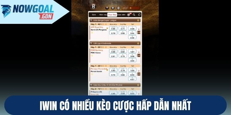 Iwin có nhiều kèo cược hấp dẫn nhất
